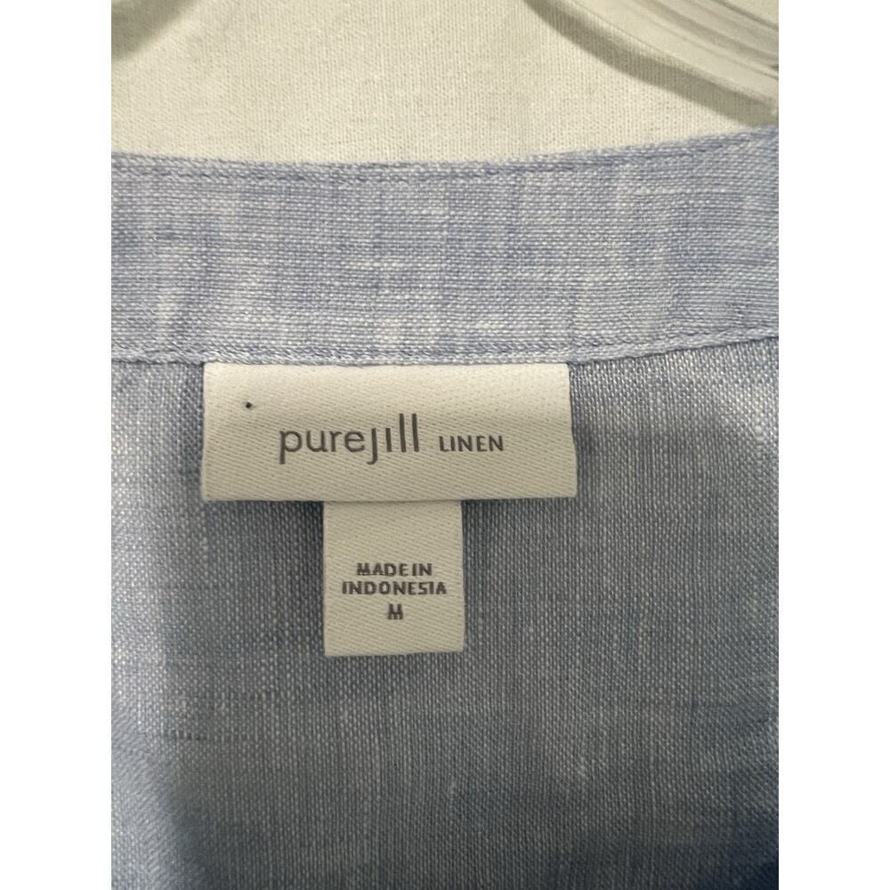 J. Jill Pure Jill 100% Linen Popover Tunic Top Blue MEDIUM Lagenlook Coastal - Picture 5 of 11